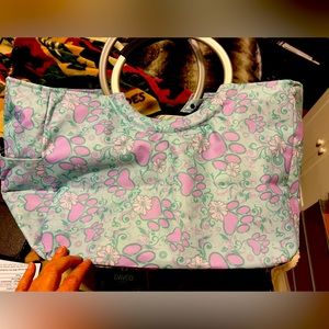 Doggie pawprint Insulated Tote, light Teal, purple and pink. NWOT